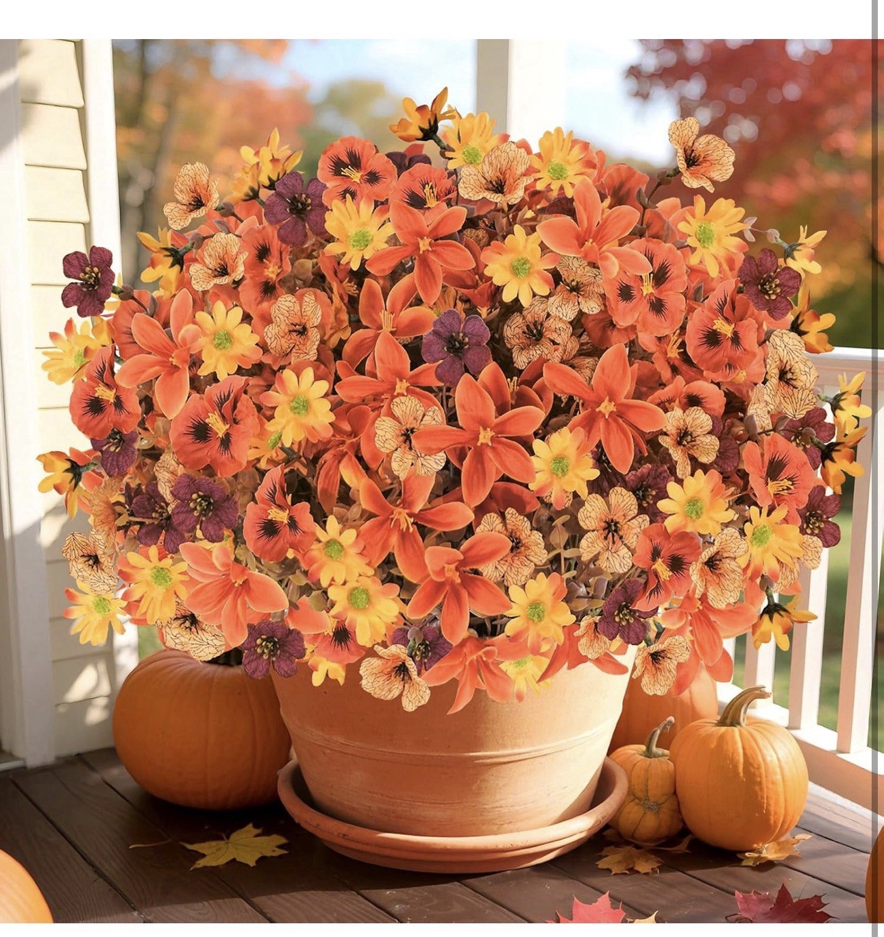 32 Pieces- Artificial Flowers for Outdoor Fall Decor Flowers, 12 Bundles Fall