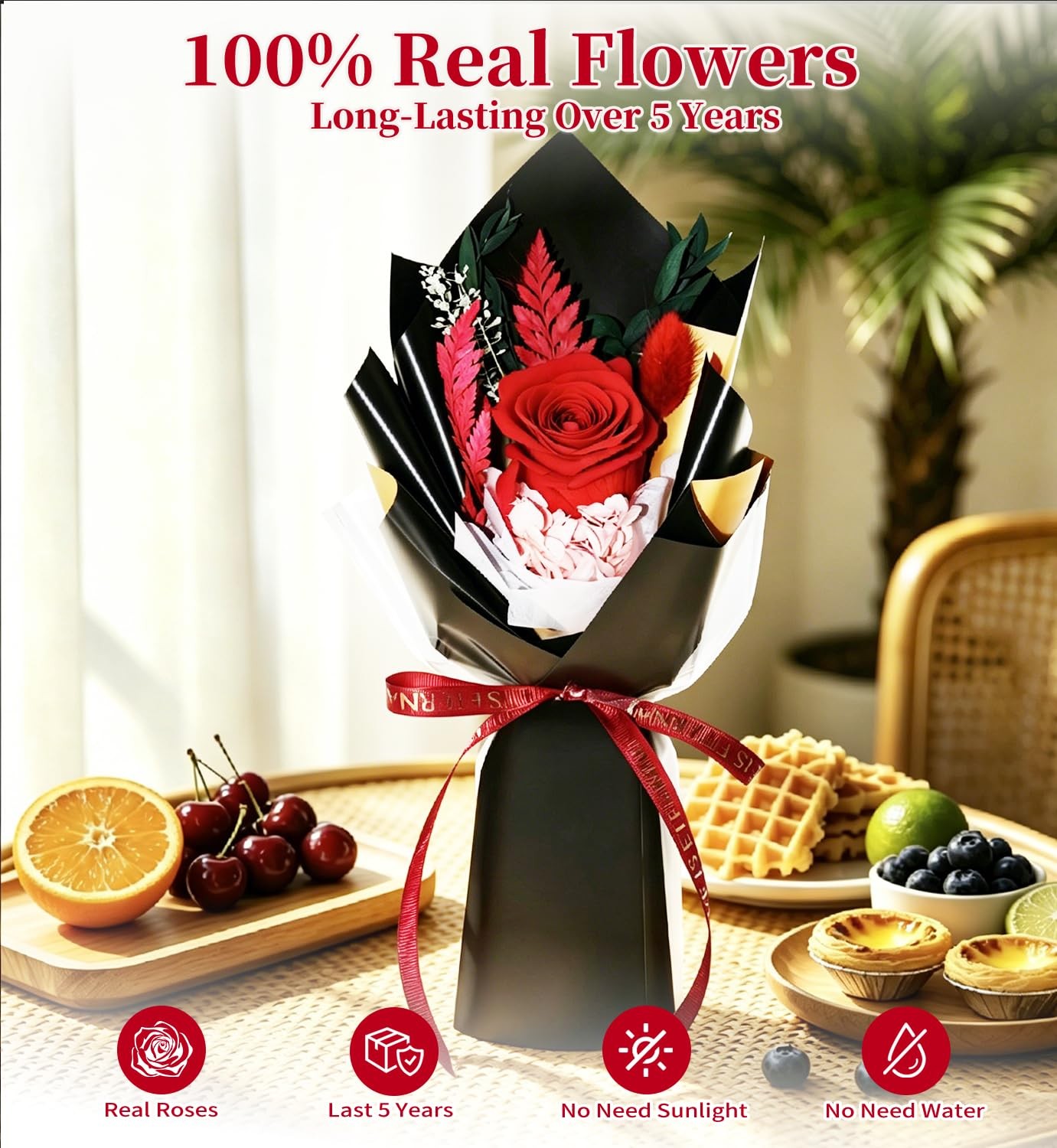 Preserved Flowers Bouquet,Red Rose Bouquets Birthday Gifts,Flowers for Delivery,
