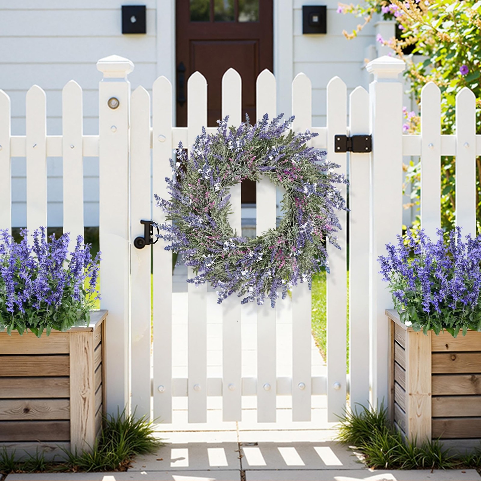 Large Summer Wreaths for Front Door Lavender Wreath for Front Door Spring Eas…