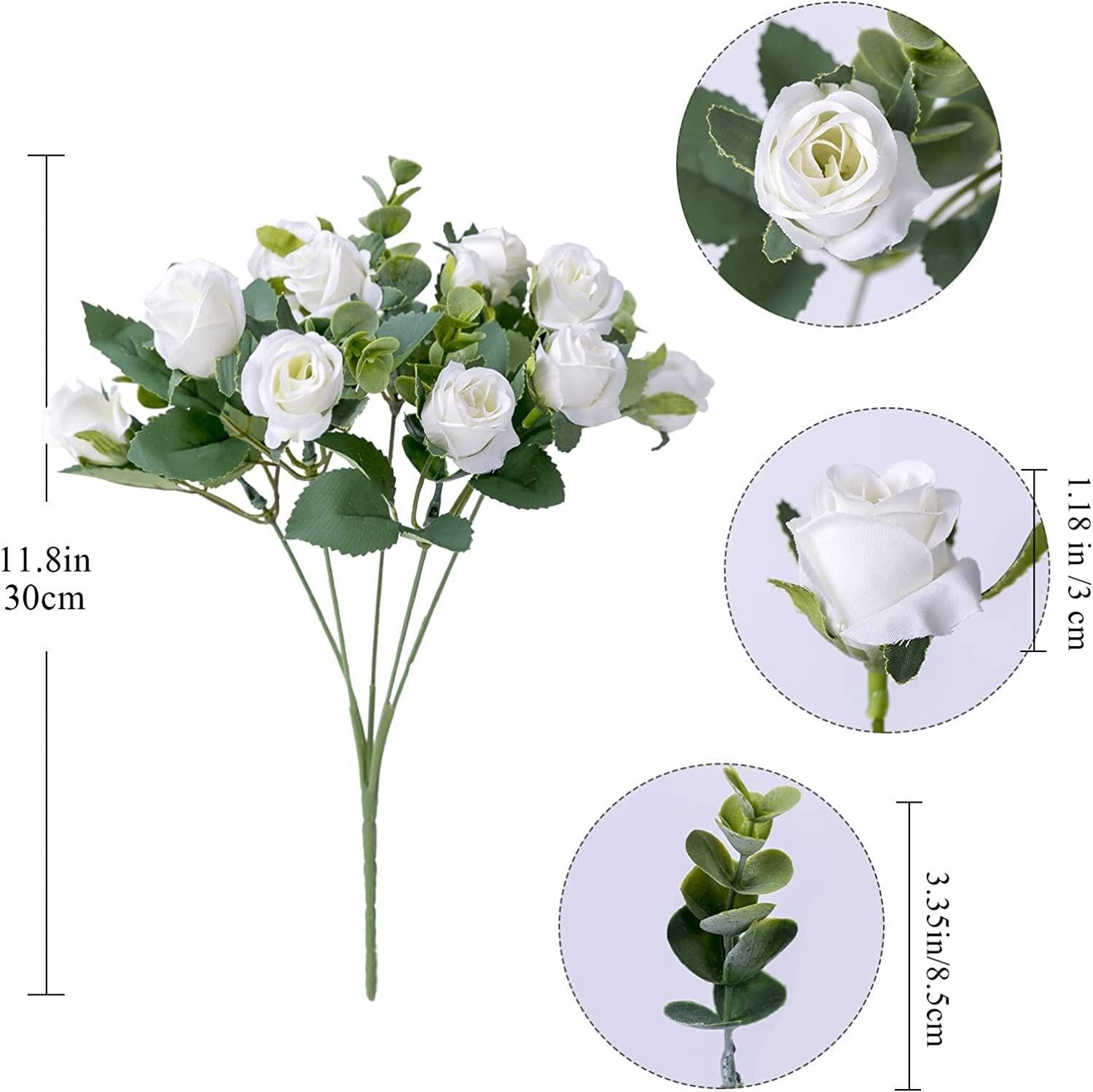 10 Head Artificial Silk Rose Peony Eucalyptus Bouquet Wedding Home Party Decor