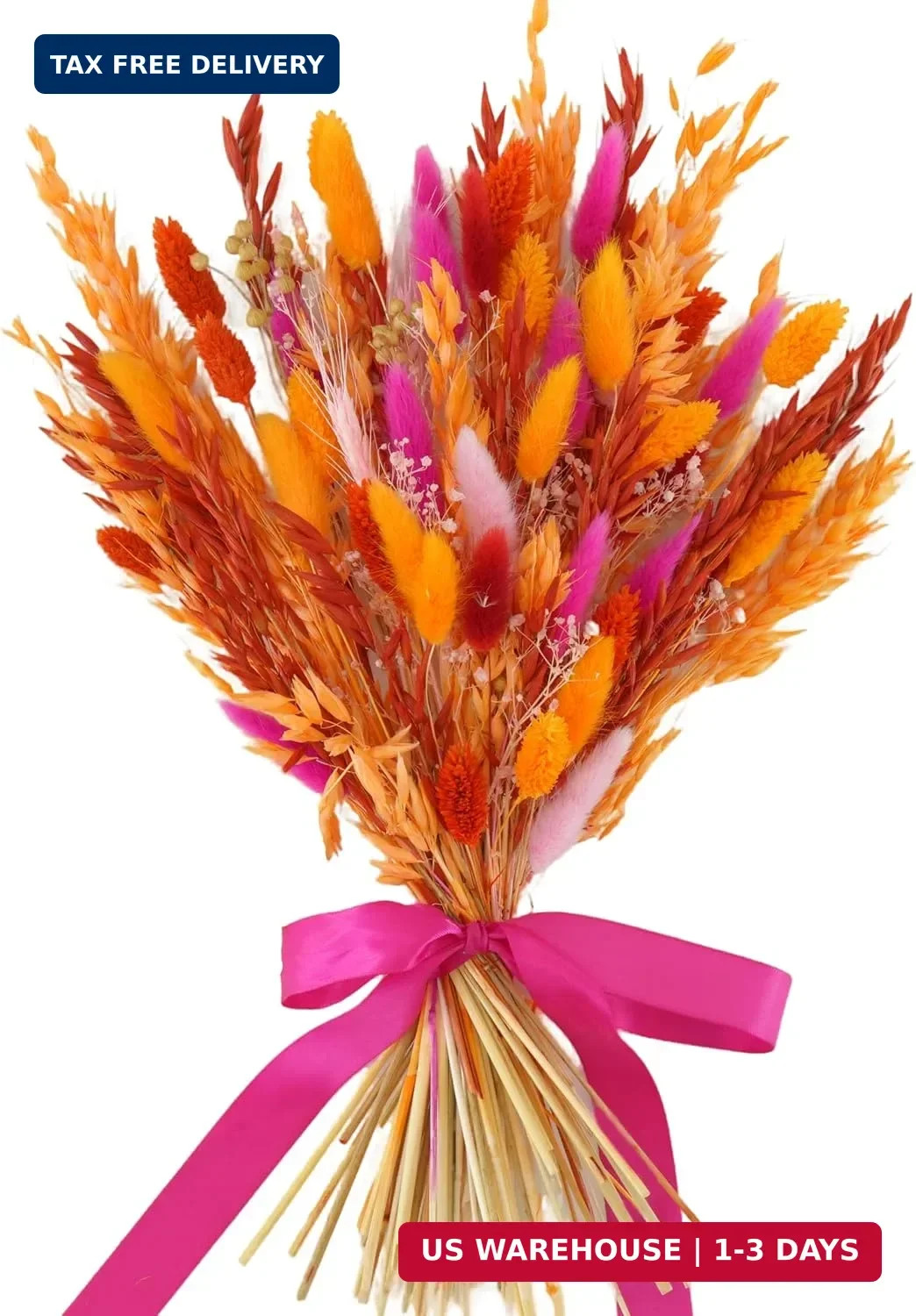 Boho Dried Flower Bouquet for Vase 17″ – Pampas Grass & Preserved Flowers Arrang
