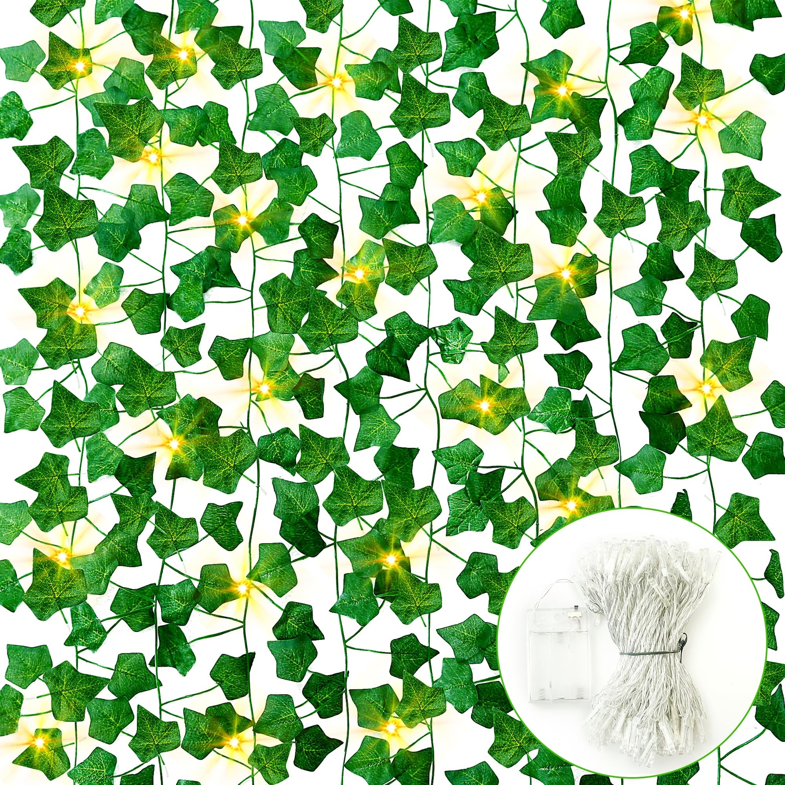 12 Pack 84FT Artificial Ivy Leaf Plants Greenery Garland with String Lights