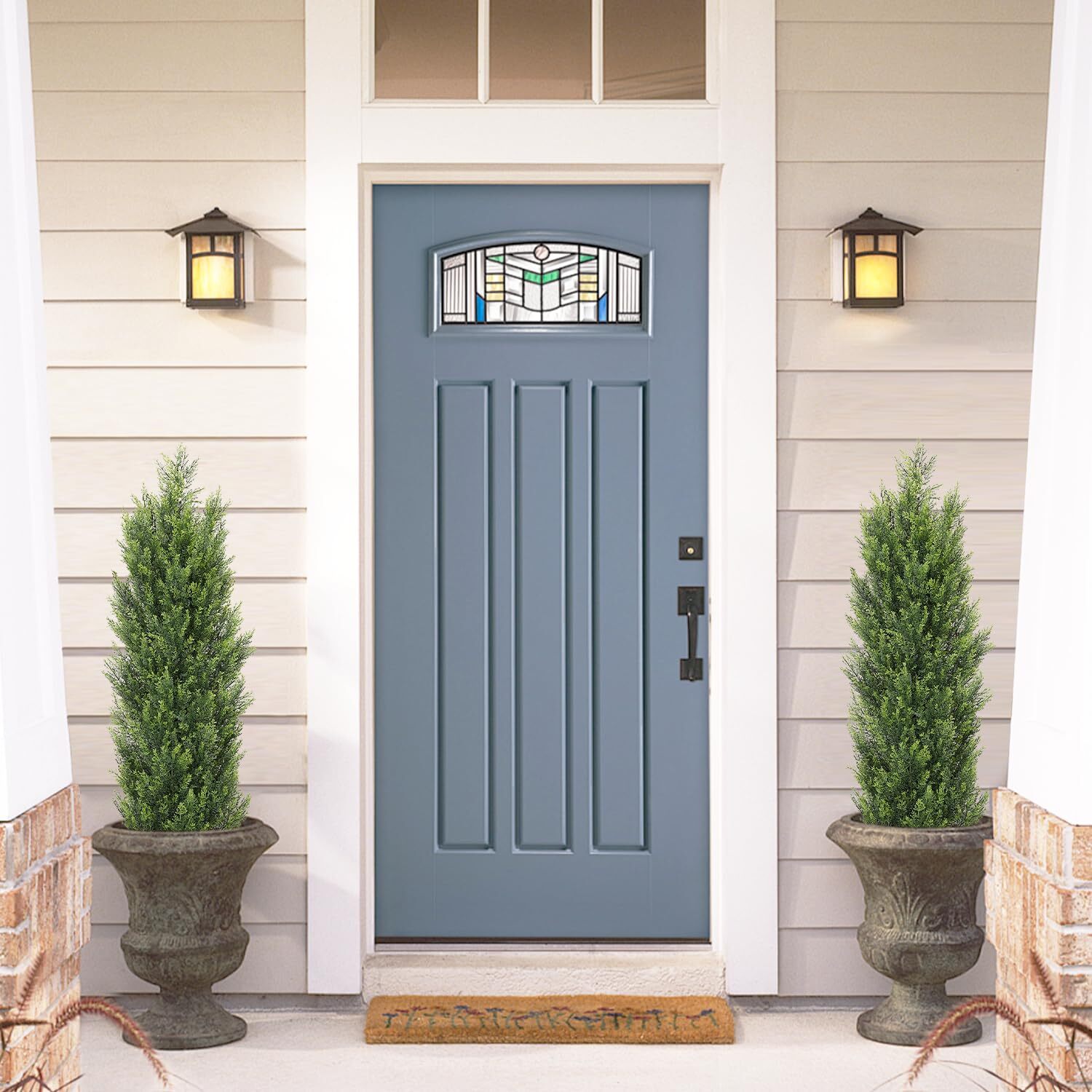 THE BLOOM TIMES 4ft Cedar Topiary Trees – Artificial Outdoor Fake Potted Plants,