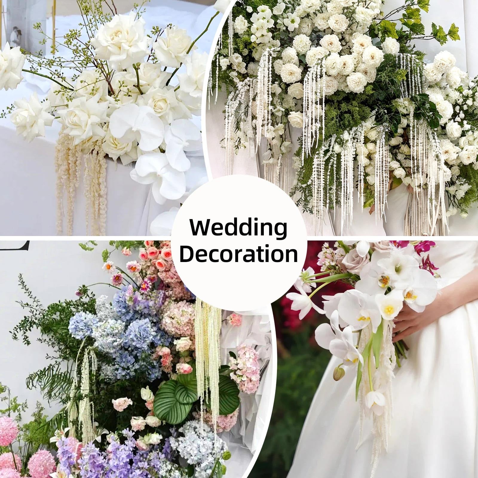 5 PCS Dried Amaranthus Hanging Flowers White 24 Inch Arch Wall Home Decor