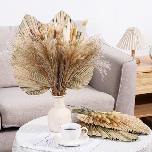Pcs Boho Dried Pampas Grass Decor Bulk | Large Dried Palm Spears Bunny 105