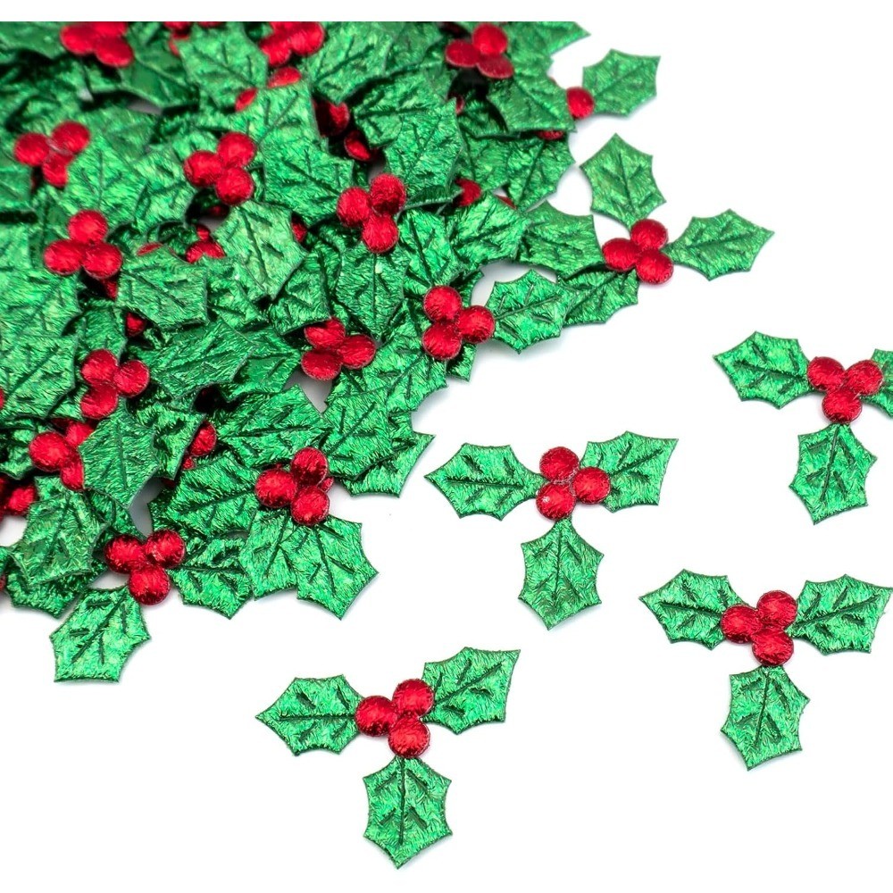 Mini Artificial Holly Leaves with Berries Christmas Greenery for Wreaths Gift