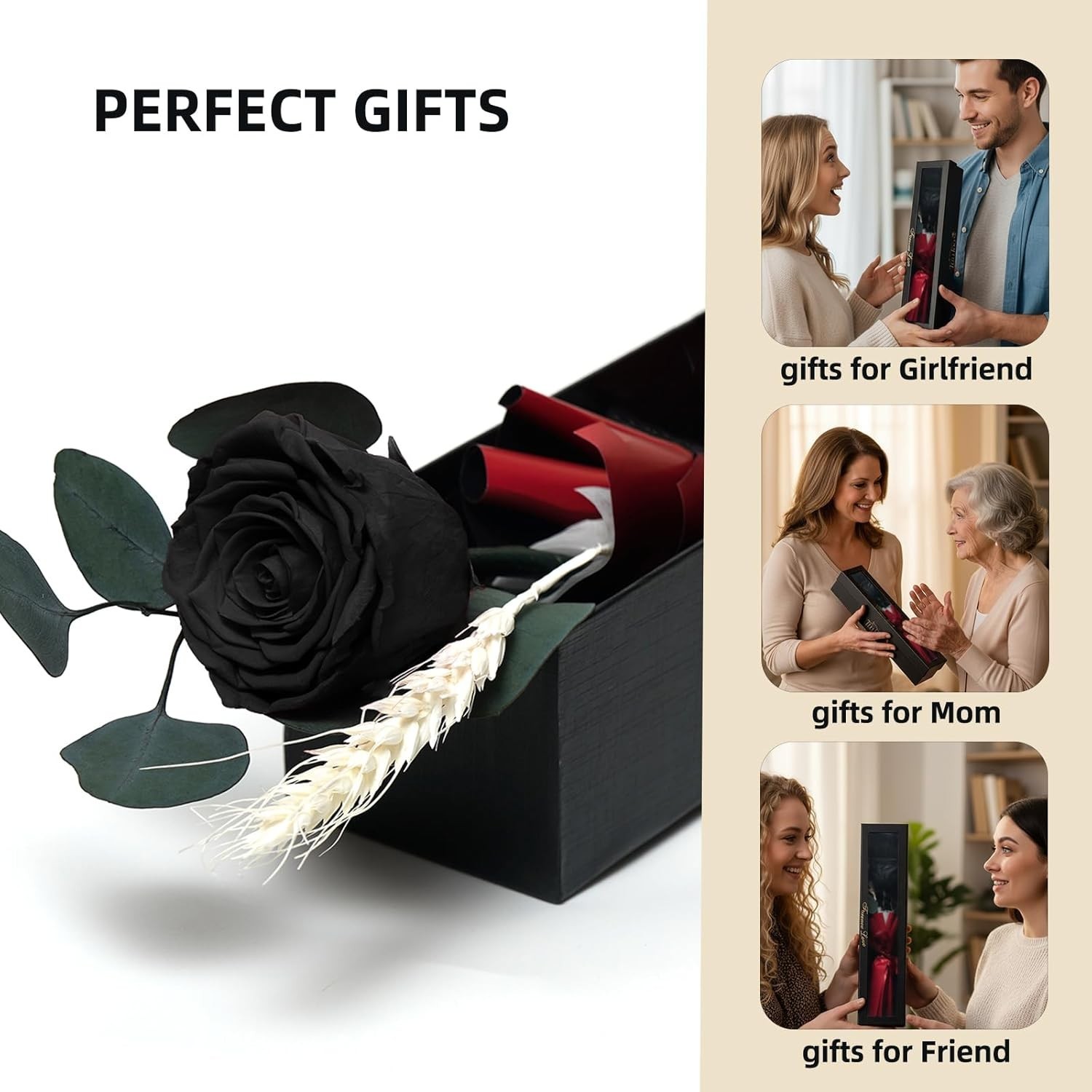 Delicate Black Preserved Roses Gift Box – Perfect for Anniversaries & Birthdays