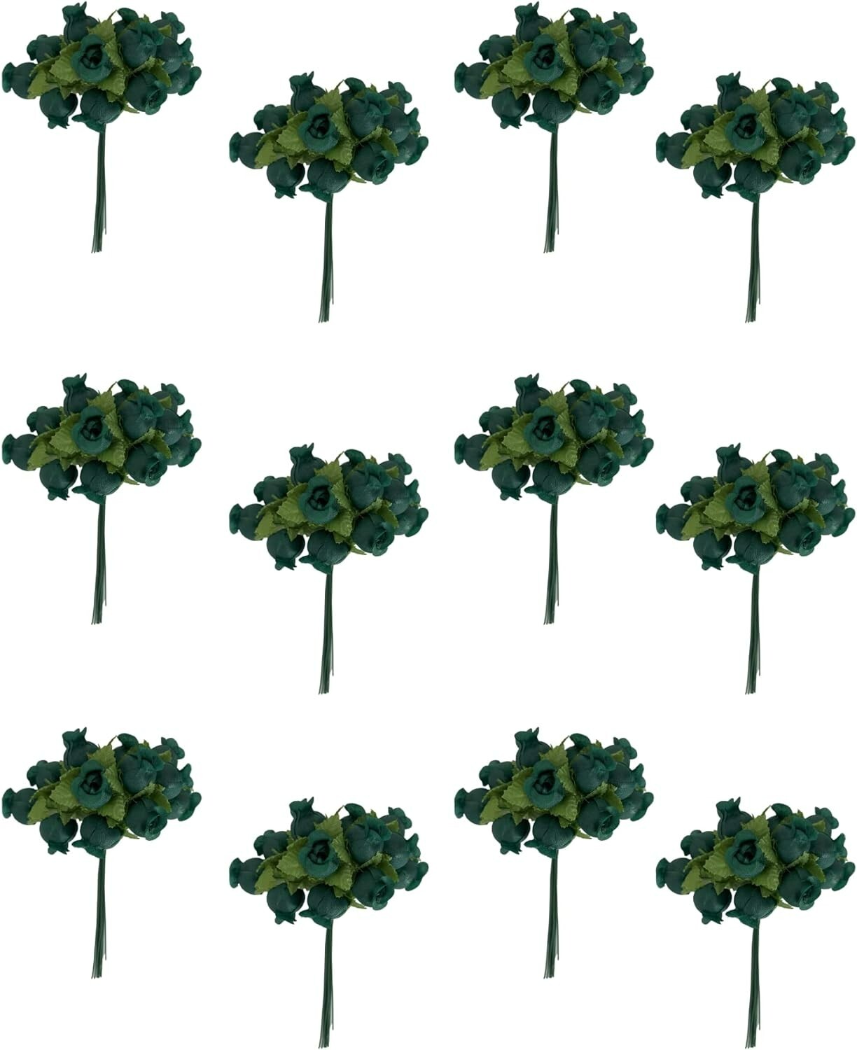 Hunter Green Artificial Silk Flower Roses – 12 Bouquets 12 Rosebuds 144 Total