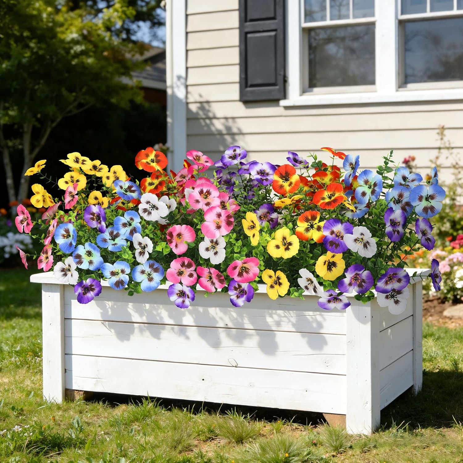 20 Bundles Artificial Pansy Flowers for Outdoors, Mixedcolor | Fake pansies silk