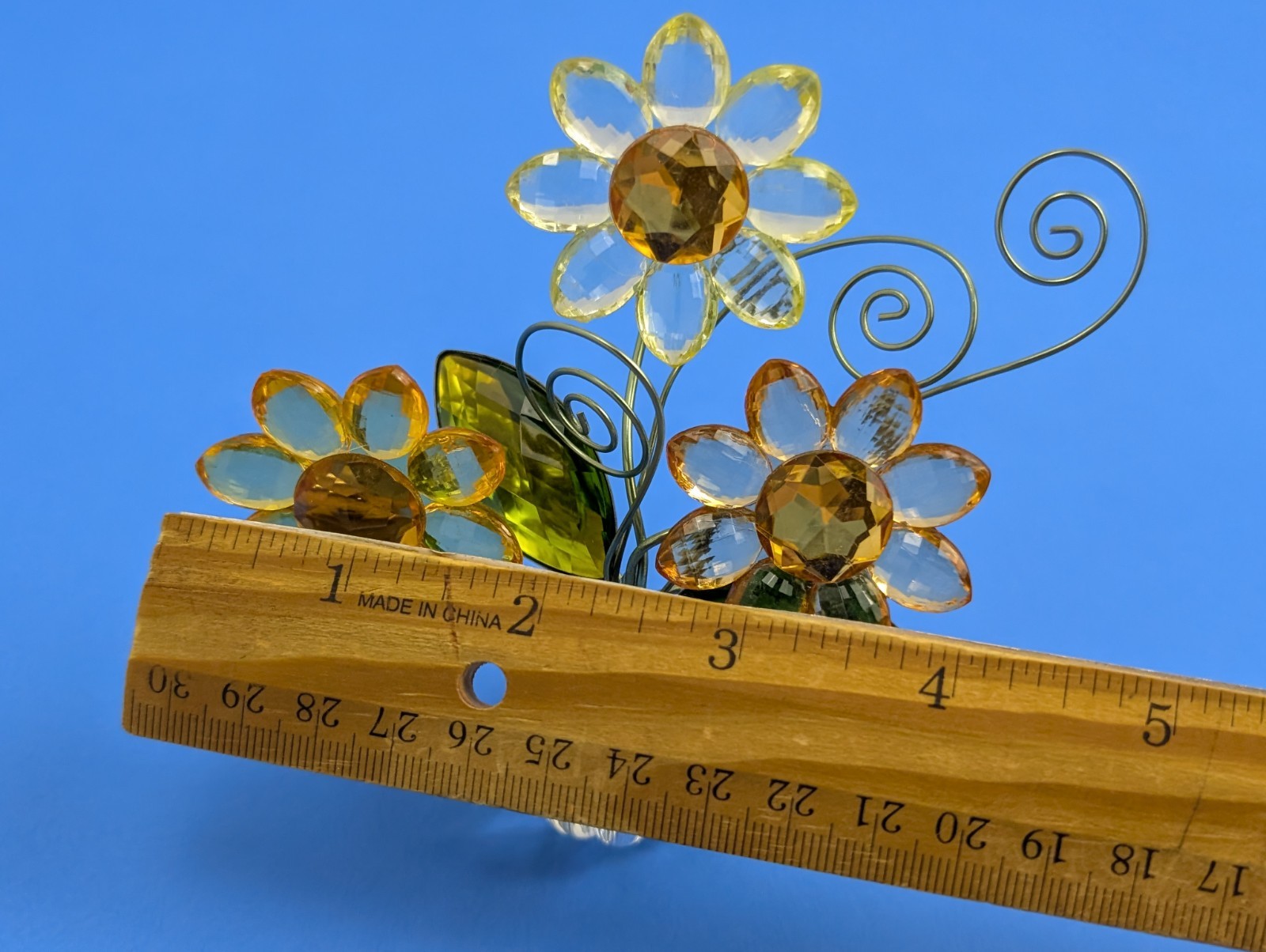 Ganz Crystal Expressions Potted Acrylic Yellow Daisy Flower Wire Figurine 4″