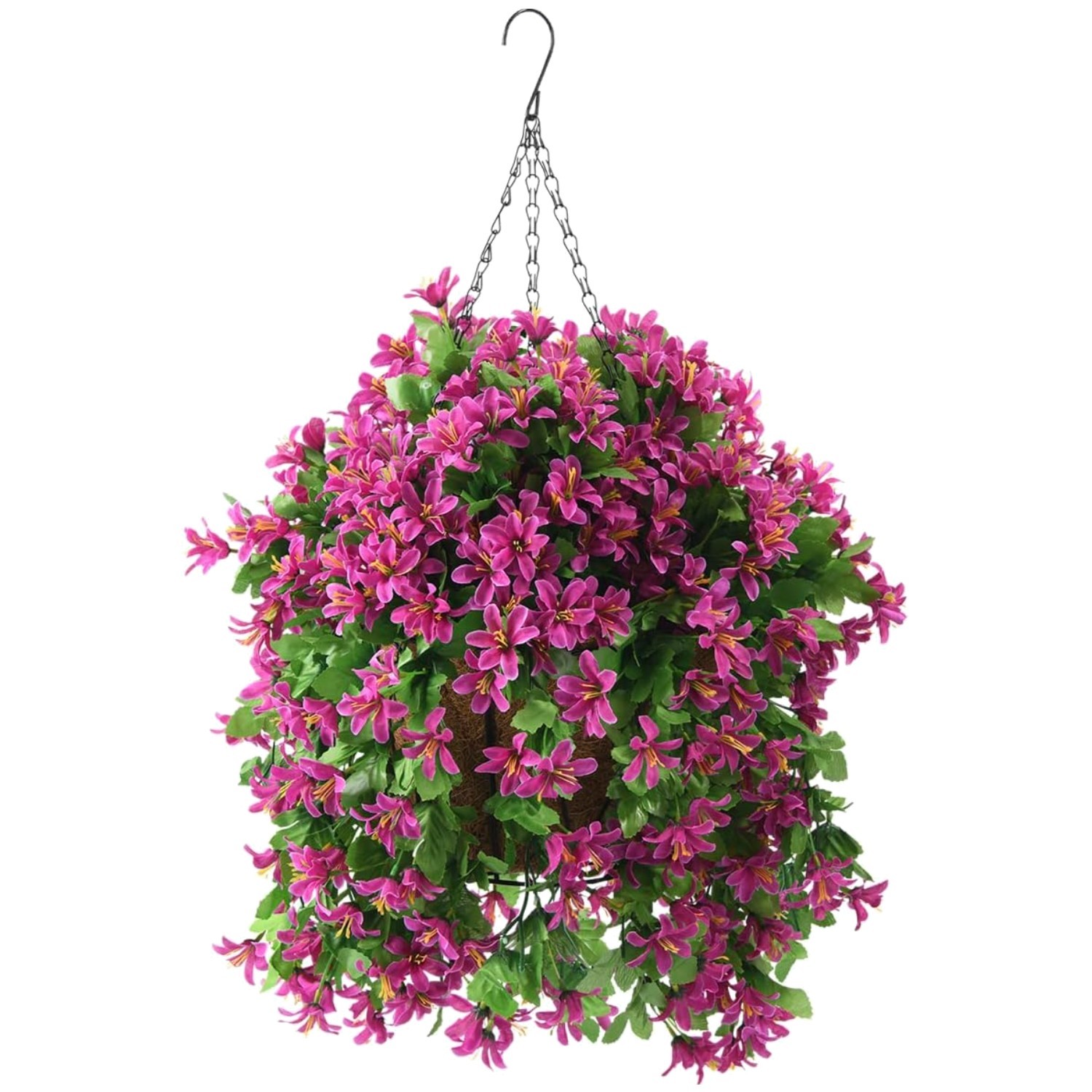 UV Resistant Hanging Silk Flower Basket – 21 Inch Violets for Stunning Outdoo…