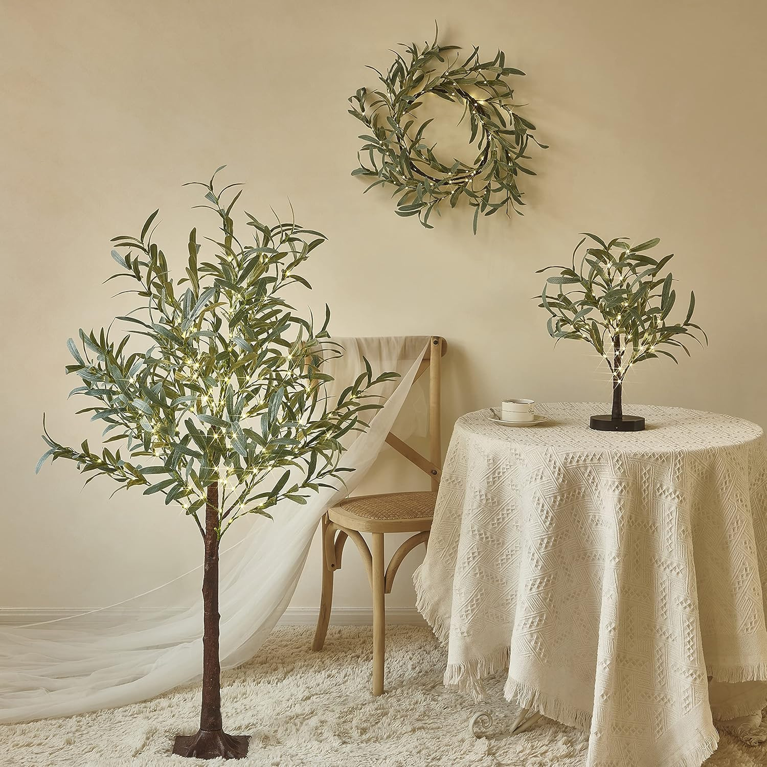 4FT Lighted Olive Tree with 160 Warm White LEDs for Holiday Decor