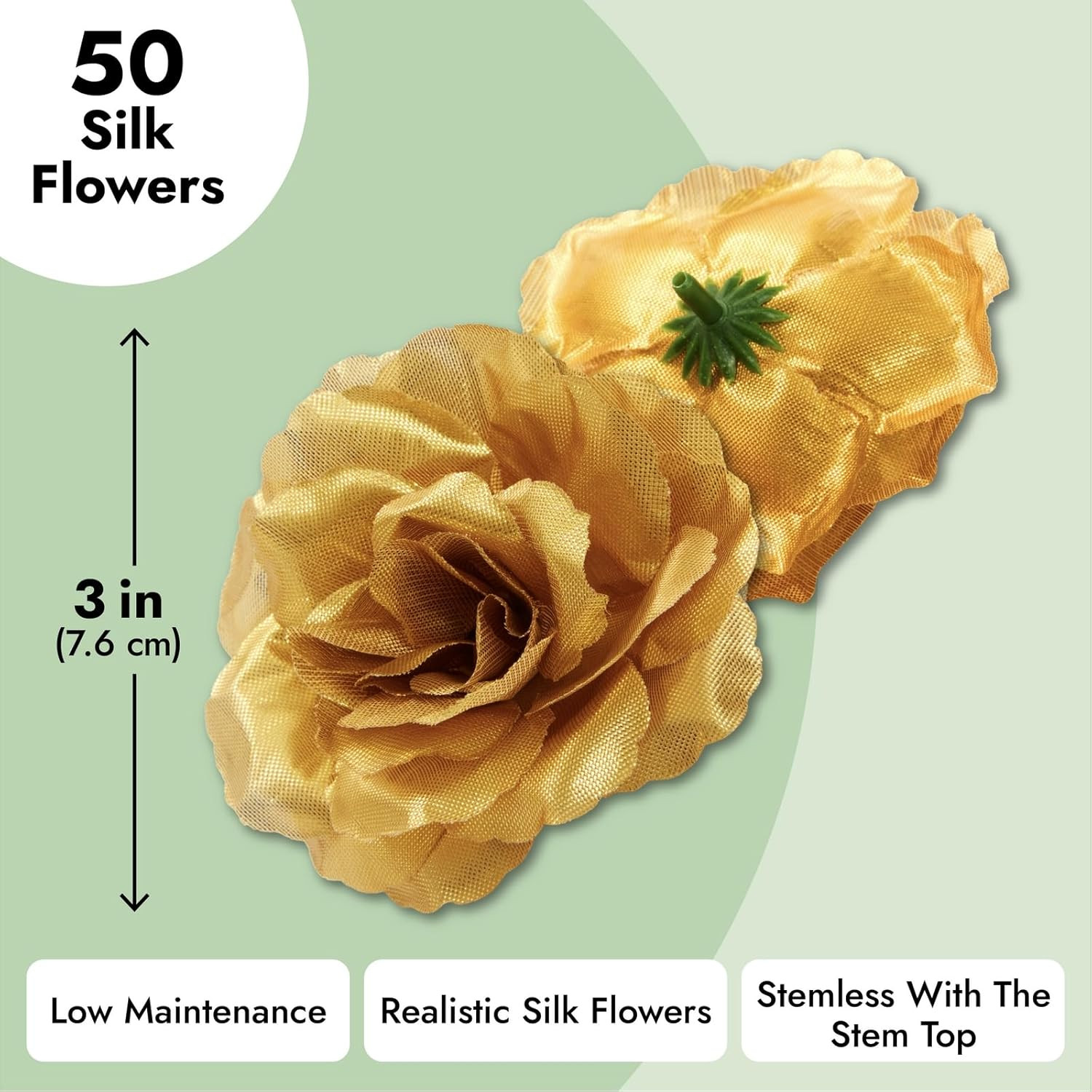 50 Pack Gold Roses Artificial Flowers Bulk