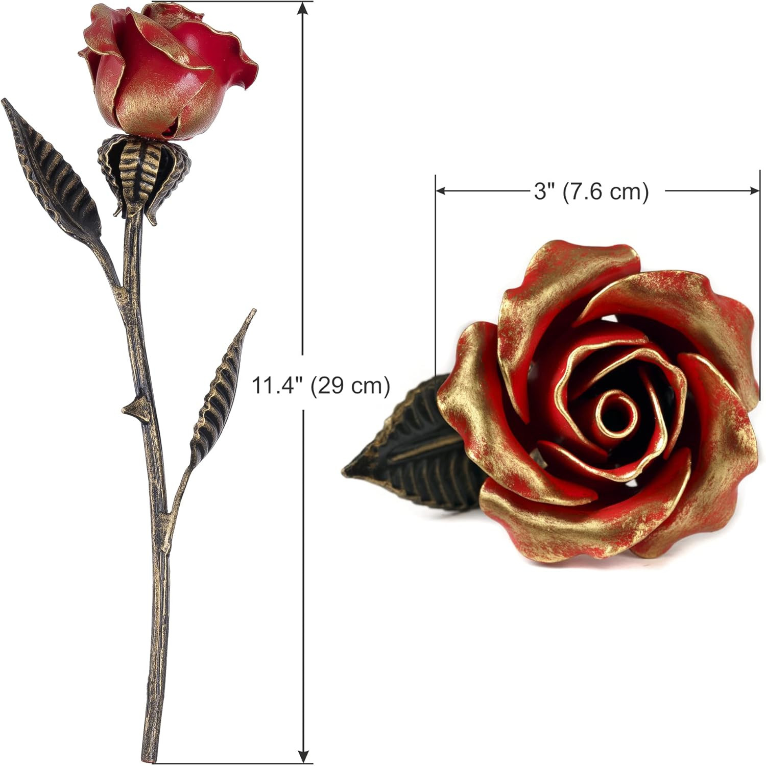 Hand Forged Wrought Iron Rose – Romantic Metal Gift of Everlasting Love – 6Th Ye
