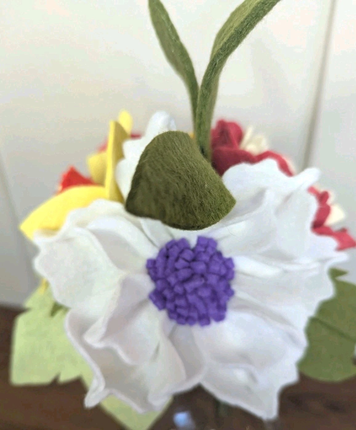 Beautiful Hand Cut Wool Blend Felt Flower Bouquet Gift Wrapped/Great Gift Idea!