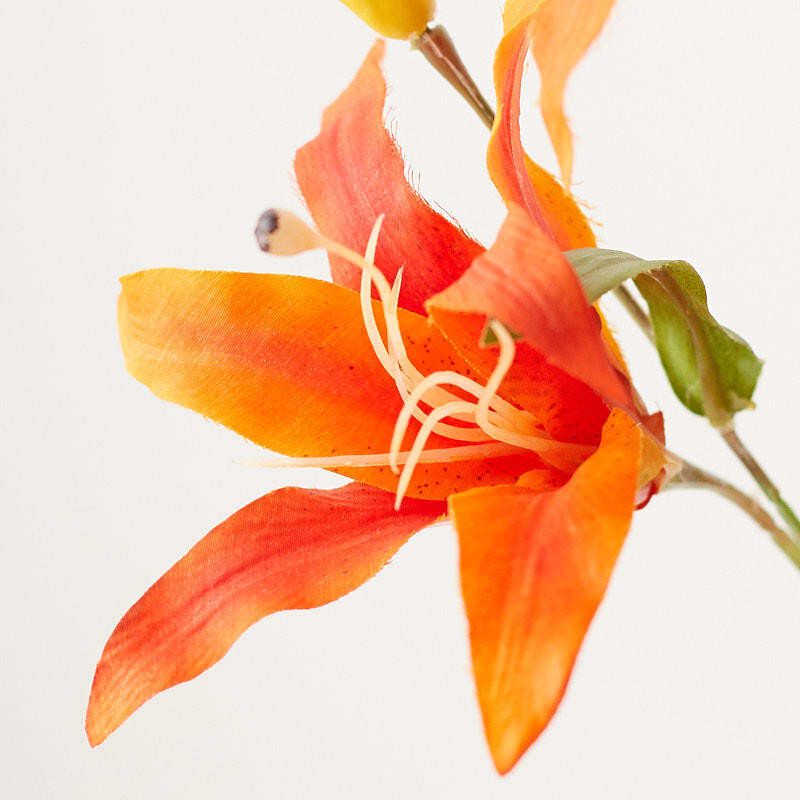 25″ Flame Orange Artificial Lily Decorative Floral Bush