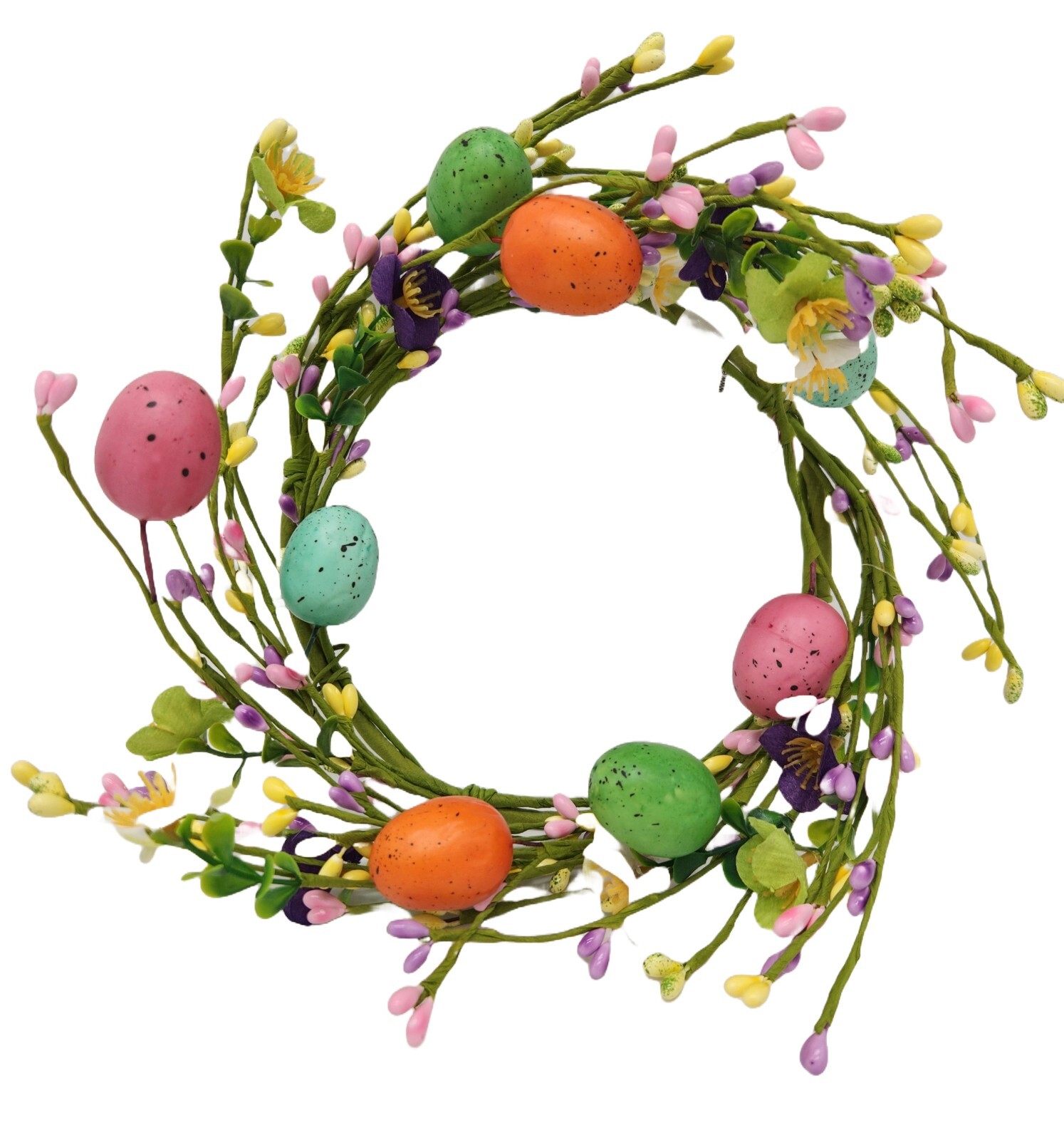 EV-125R-6 Easter Candle Ring with Pink, Orange, Blue, and Green Color Eggs 6.5″