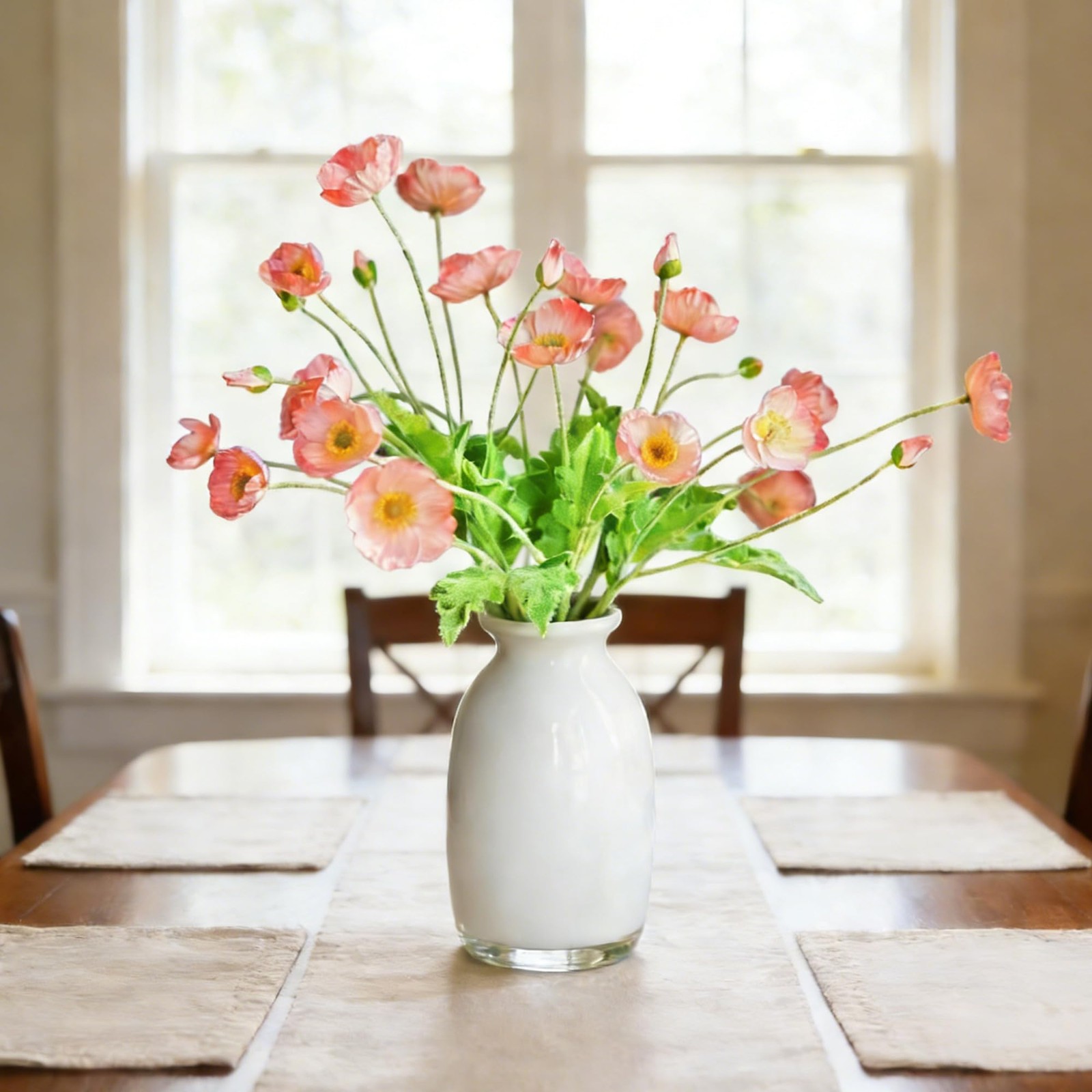 Artificial Flowers for Outdoors 6 Pcs Poppy Plant Realistic Silk Fake Flowers…
