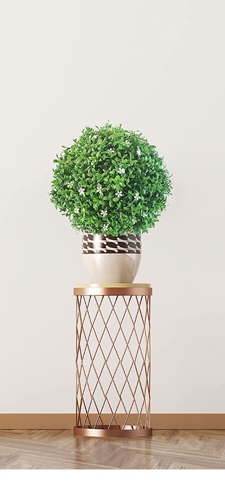 GARDEN SPHERES 13.8 Inch Topiary Balls Set If Two With White Flowers