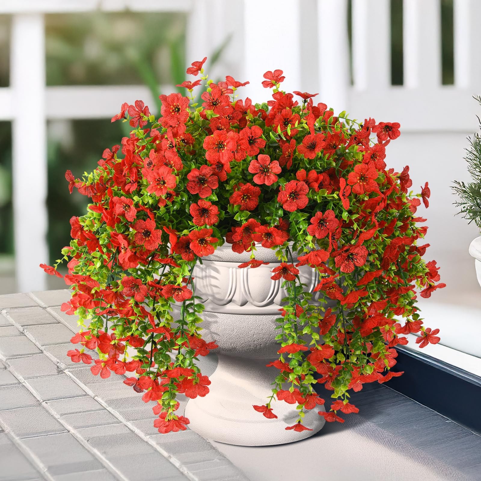 2Pcs Artificial Fake Hanging Flowers for Outdoors UV Resistant Artificial Pla…