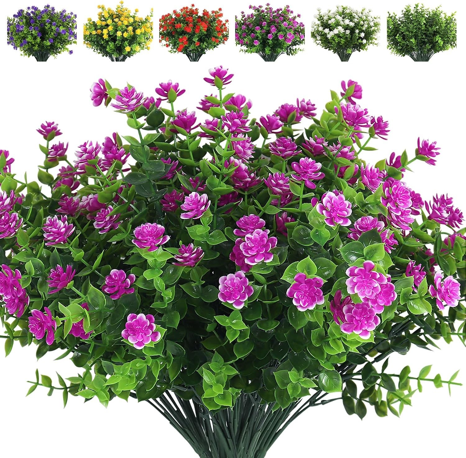 Stunning Fuchsia Artificial Plants – 8 Bundles for Indoor/Outdoor Wedding Decor
