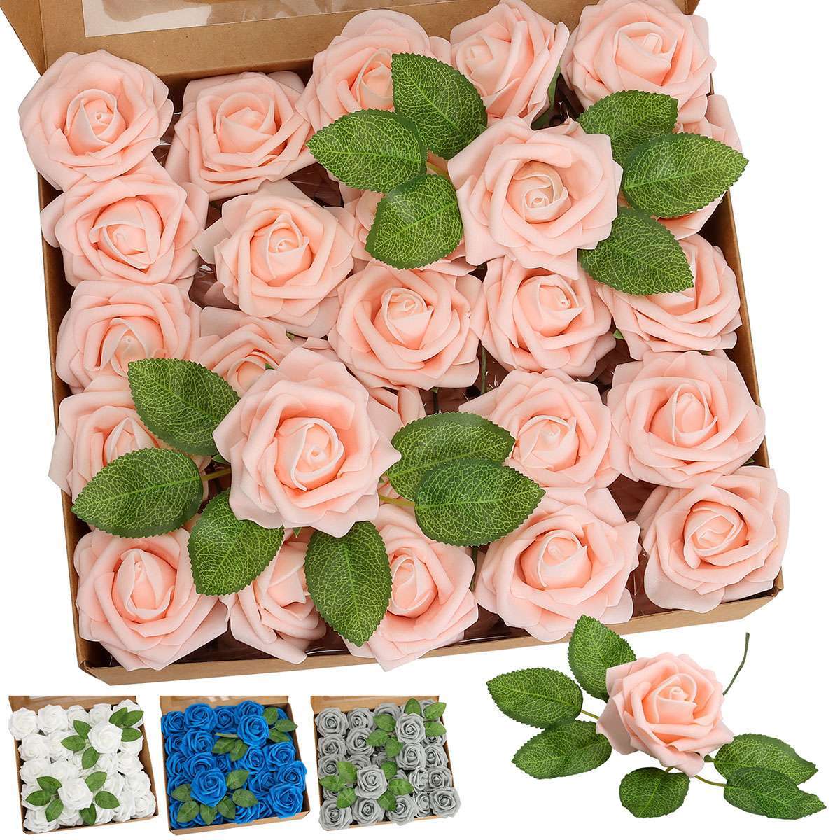25/50Pcs Artificial Flowers Silk Roses Heads Bulk for Wedding Party Decoration