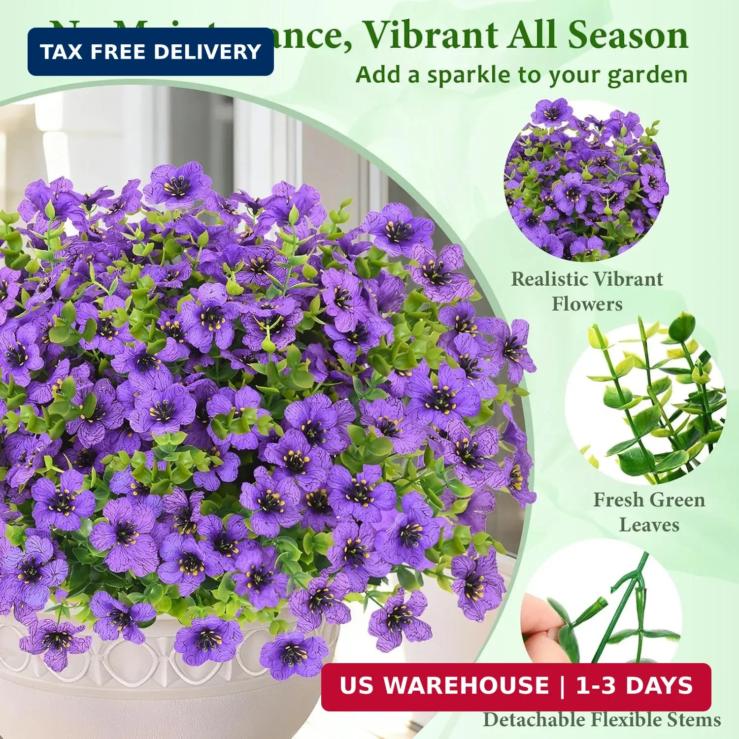 Elyum Artificial Flowers for Outdoors, 9 Bundles Artificial Plants & Flowers Out