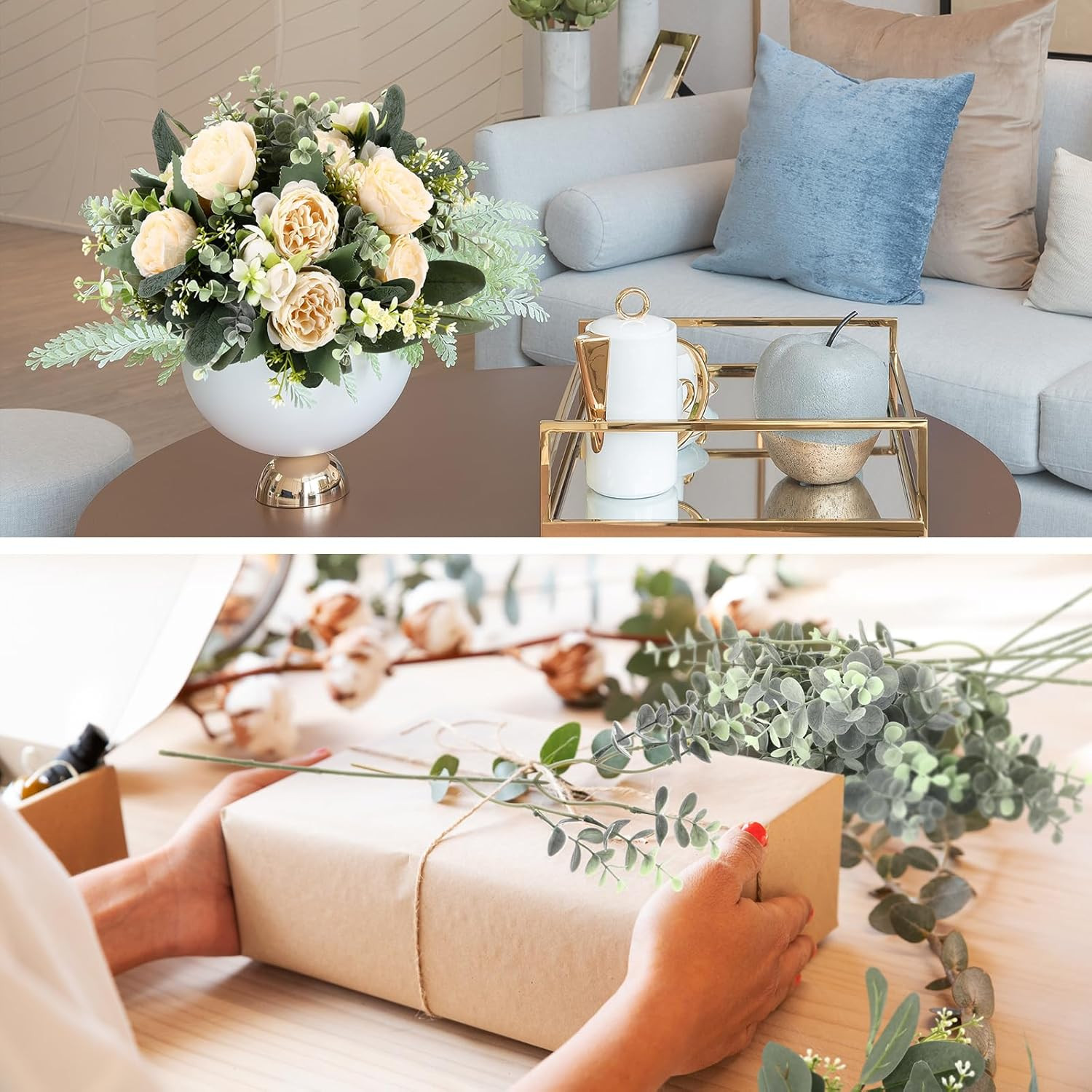Bulk Eucalyptus Leaves Stems with White Seeds for Floral Arrangements