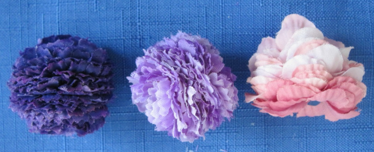 #6 Lot-49 Small/Medium Layers Used Silk Flower Petals 1-3″ Brads Multiple Colors