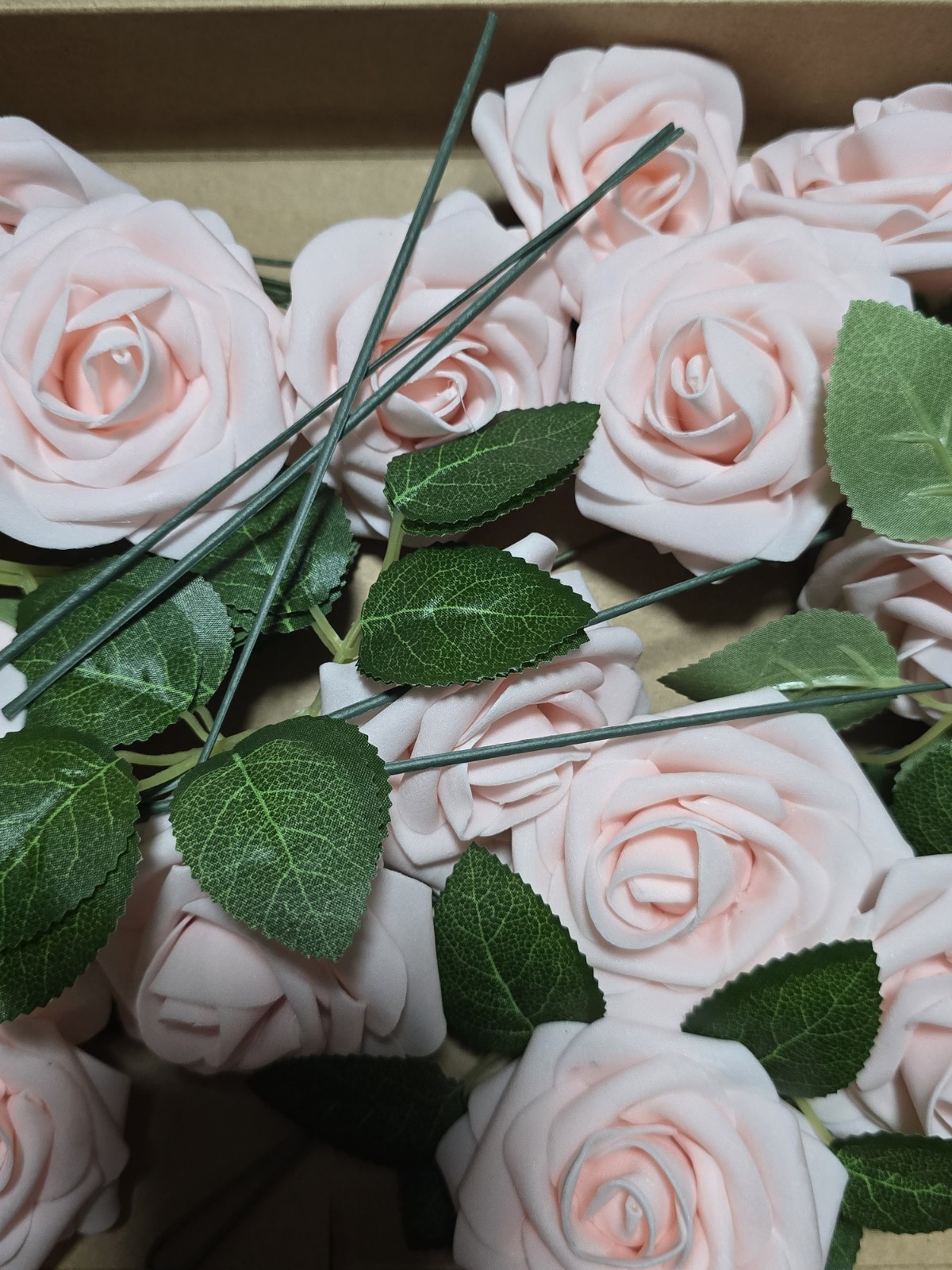 Artificial Foam Flowers Pink Roses with Stems for DIY Crafts Bouquets Vases