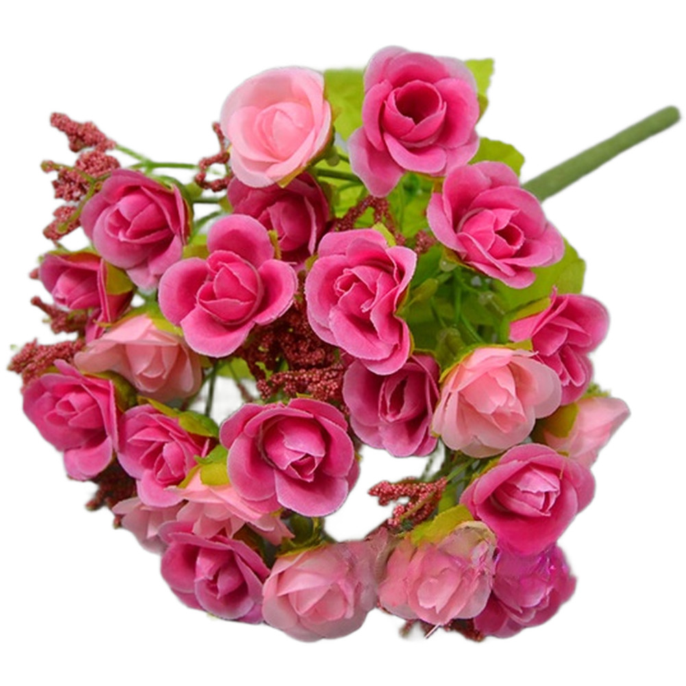 21 Head Diamond Rose Silk Flower Bouquet Artificial for Wedding and Home Decor