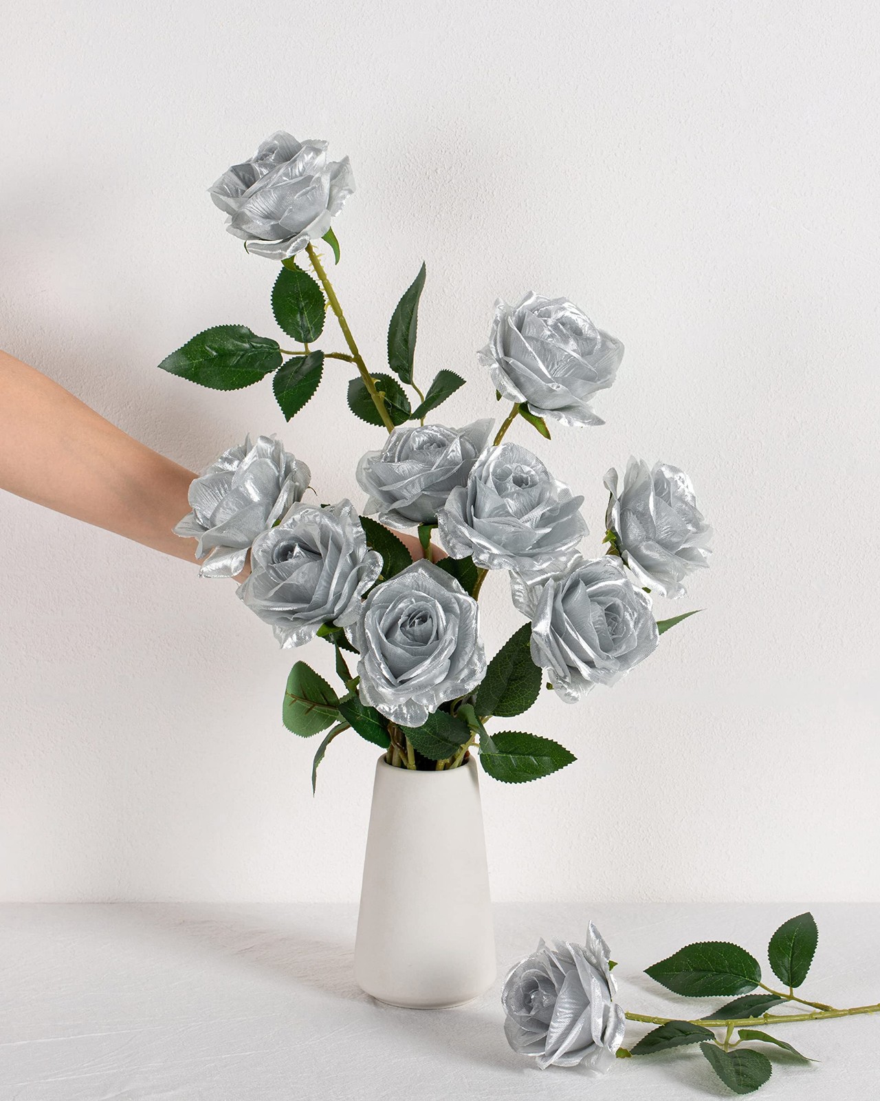 10pcs Silk Roses Artificial Flowers Fake Rose for Arrangement Wedding Party H…