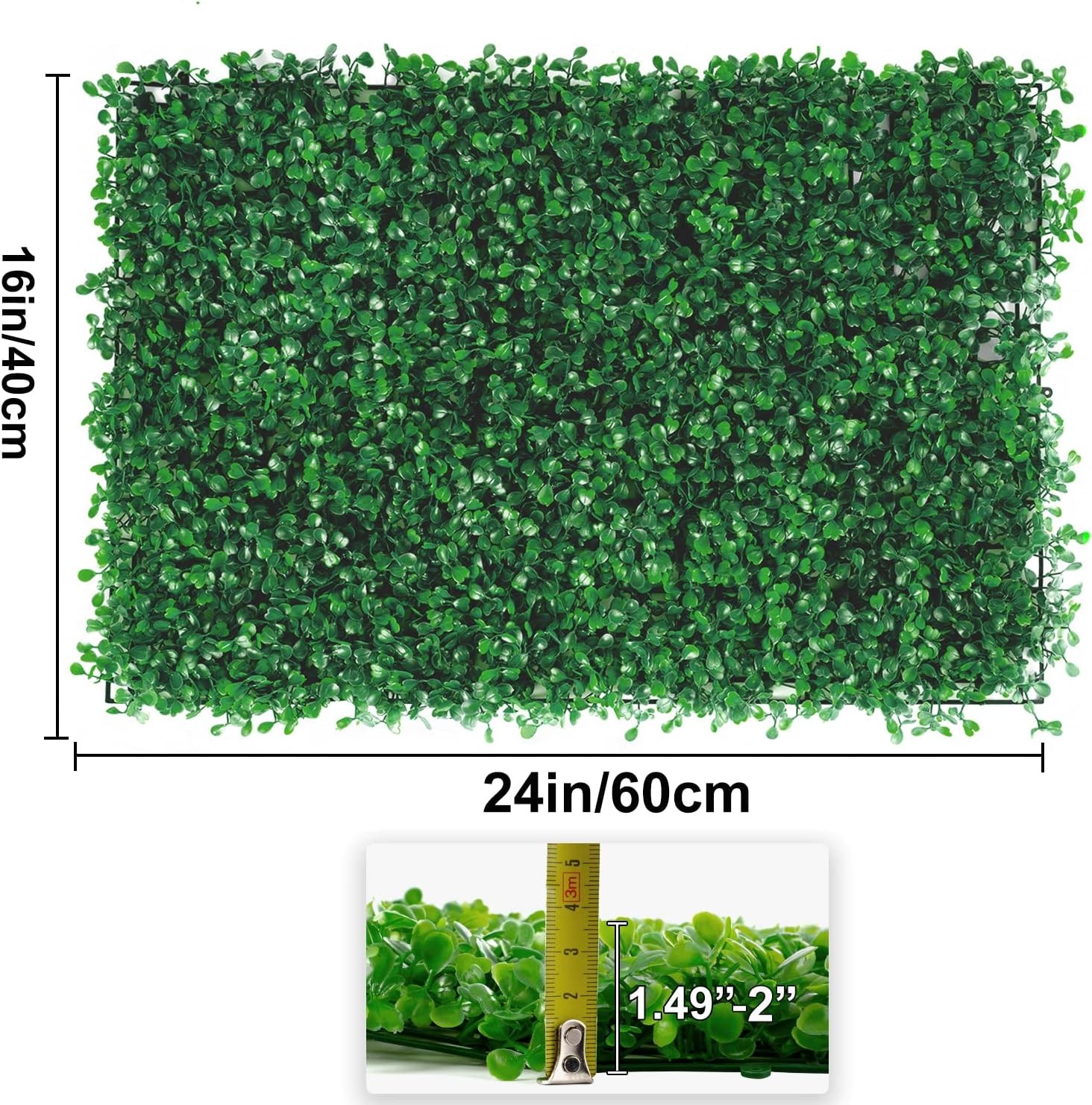24PCS 24″x16″ Artificial Boxwood Mat Wall Hedge Decor Privacy Fence Panels Grass