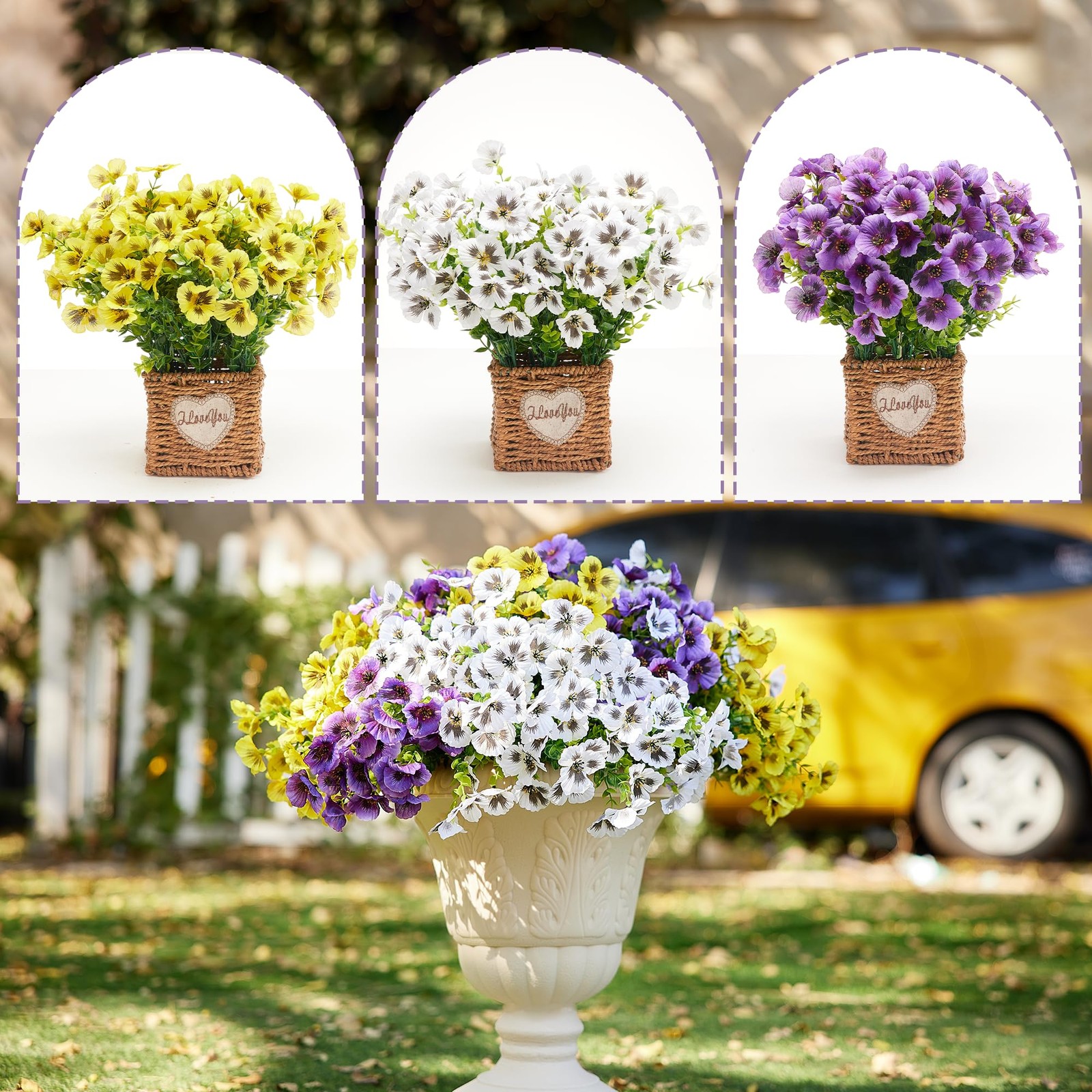 18 Pcs Artificial Pansy Flowers for Outdoor, Fake Flower Pansies, Fake Plants…