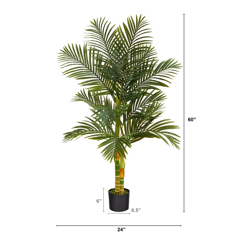 Artificial Golden Cane Palm Tree in Decorative Planter Green Foliage