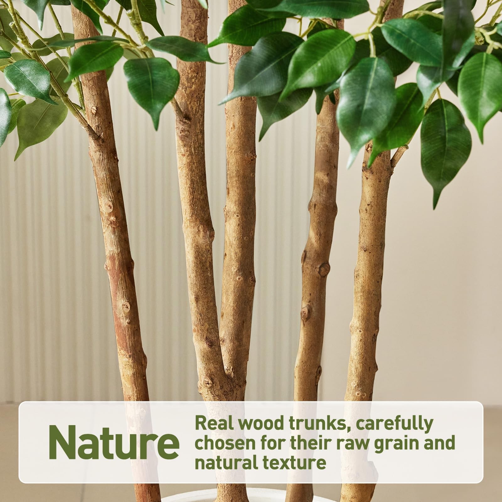 7FT Artificial Ficus Tree with White Planter – Realistic Faux Ficus Tree with…