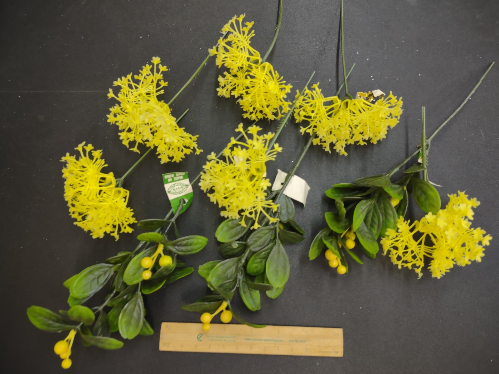 9 Stems 1960s Vintage Plastic Retro Flowers & Greenery-Mistletoe & Babies Breath