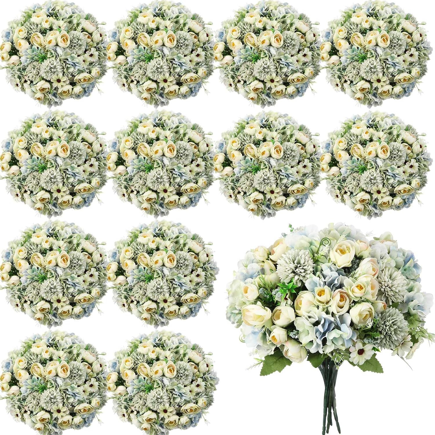 Elegant Peonies & Roses Silk Floral Bouquet for Wedding & Home Decor (12 Bundles