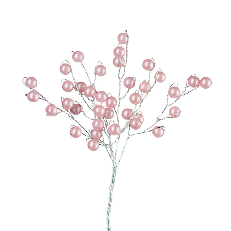 Set of 6 Pink Artificial Pearl Bead Wired 6-1/2″ Sprays