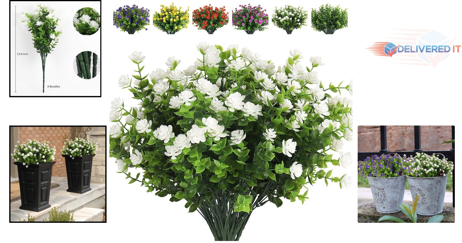Artificial Flowers Outdoor UV Resistant Plant Set Wedding Home Garden Decor