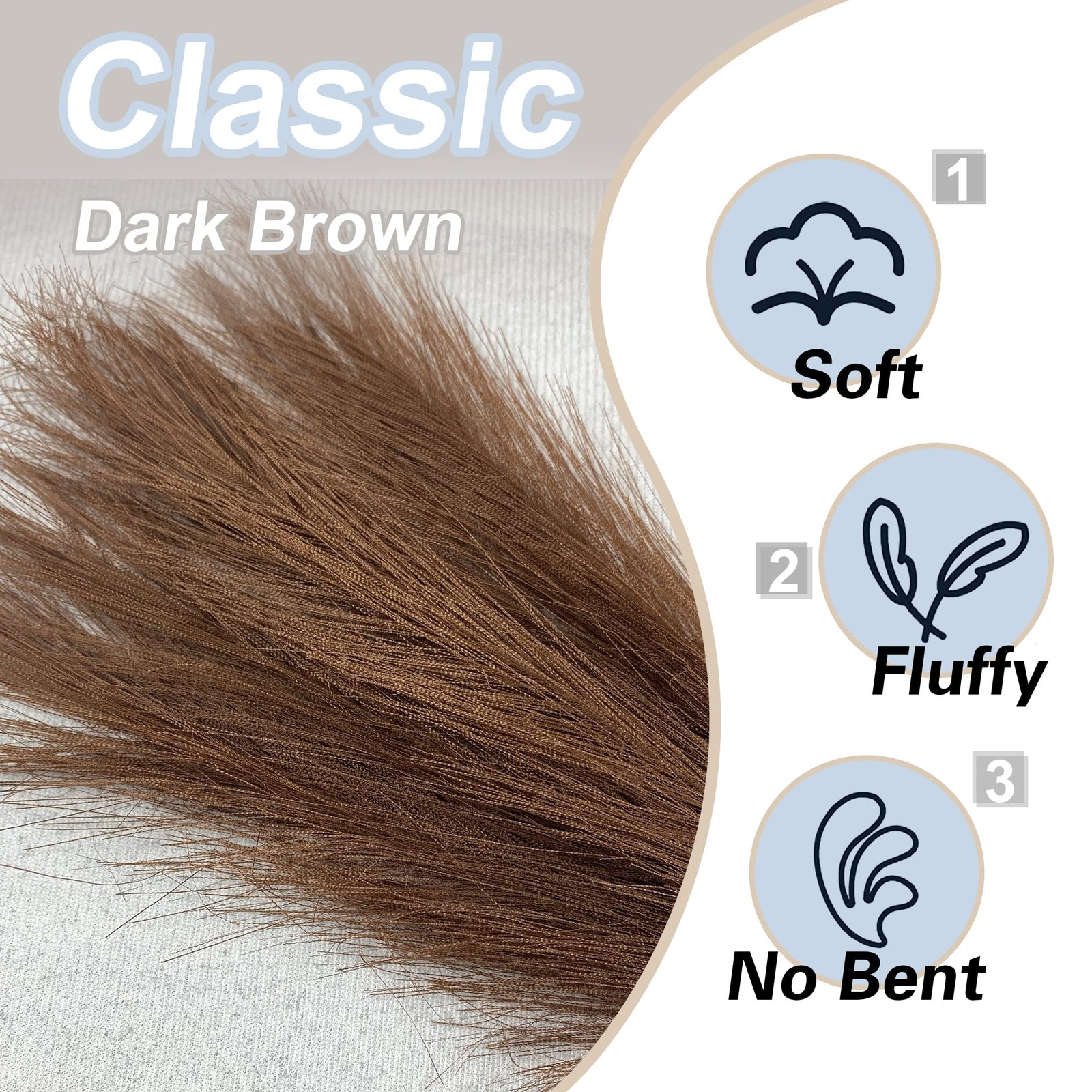 Faux Pampas Grass Small, 17″ Dark Brown Artificial Pampas Grass Fluffy 3 Pcs …