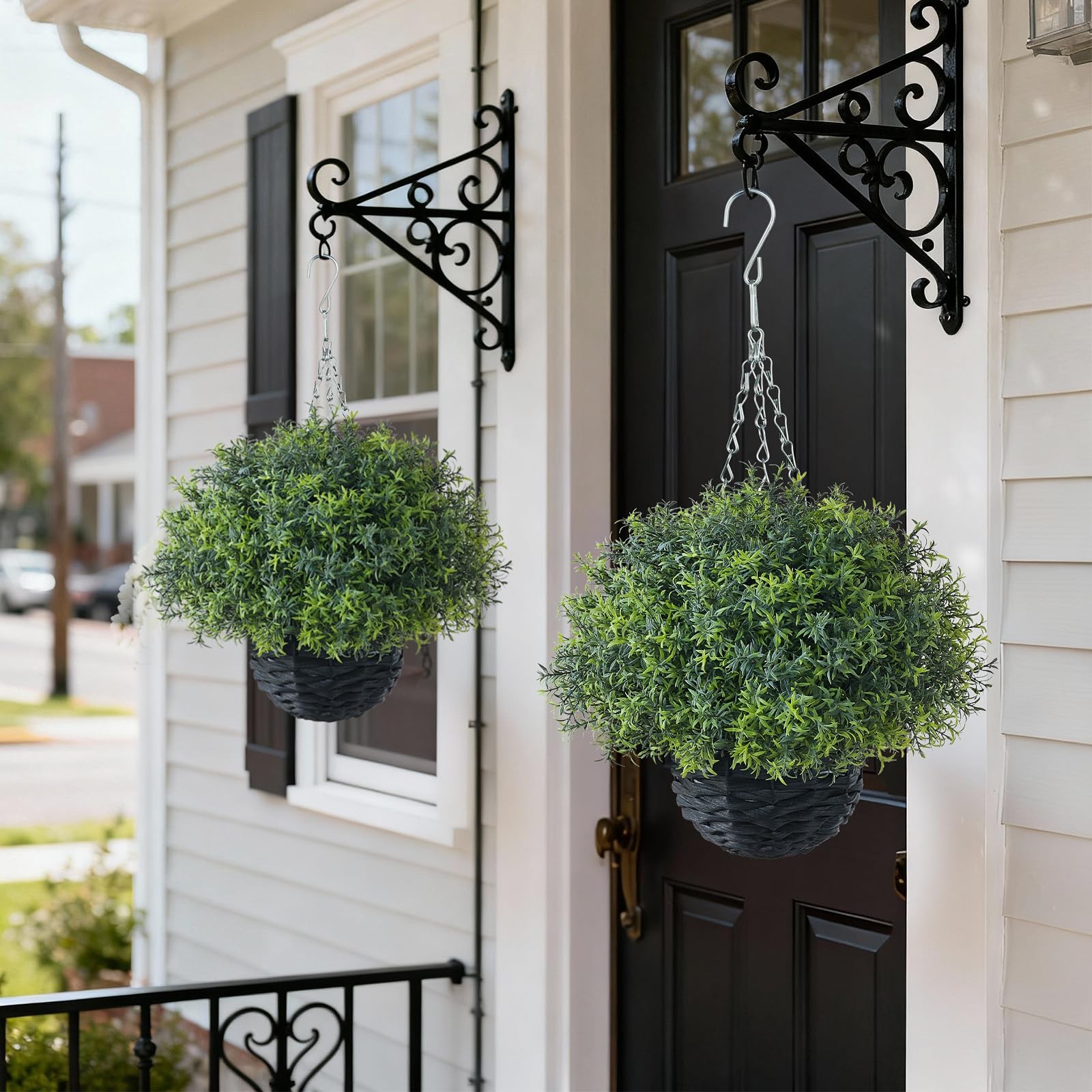 New YXZZWL Artificial Rosemary Hanging Basket – 2 Sets with Baskets, Plants Faux
