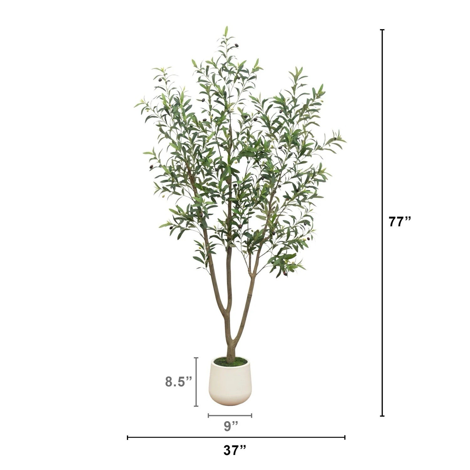 7′ Artificial Olive Tree in White Decorative Planter