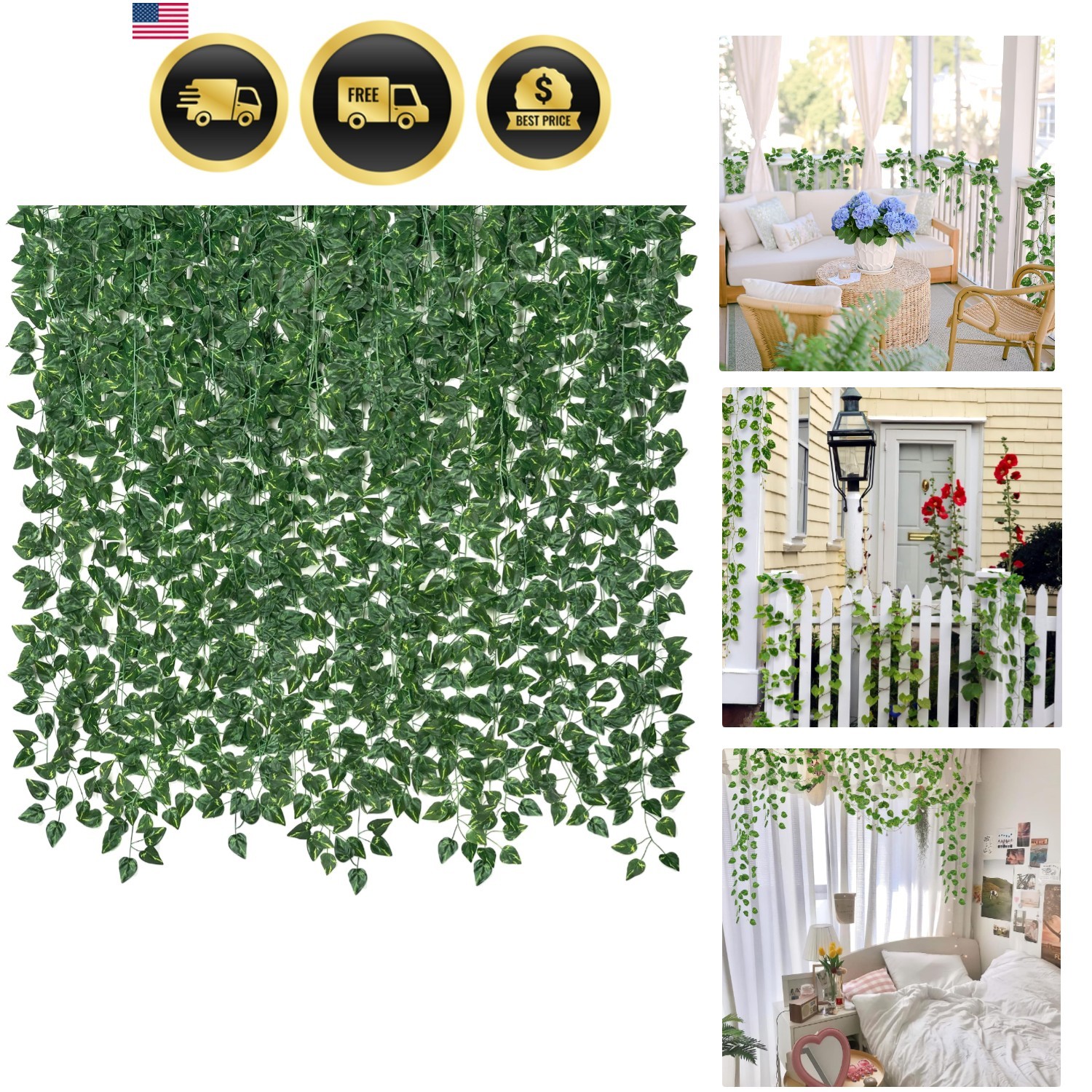 14 Pack 98Ft Artificial Ivy Garland, Fake Vines UV Resistant Greenery Leaves …