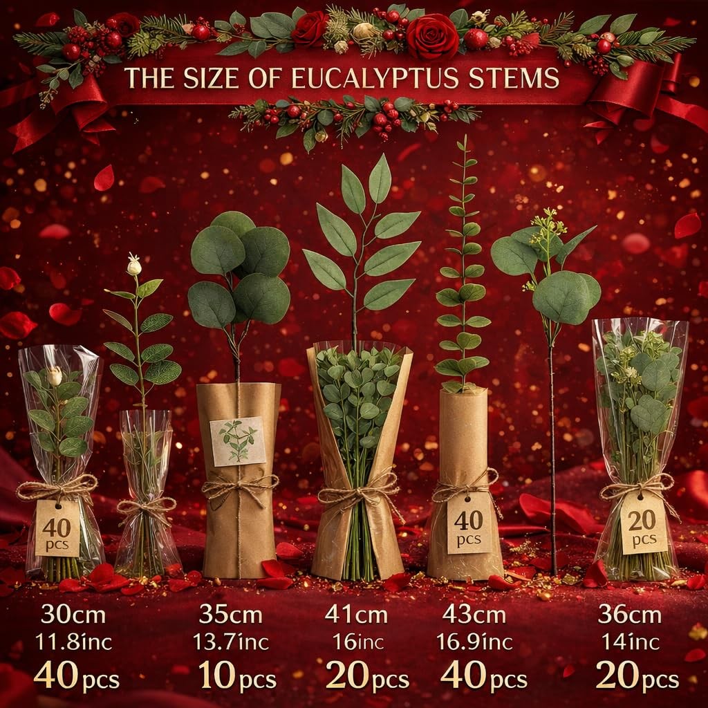 Artificial Eucalyptus Leaves 130 Stems Faux Greenery Branches for Vase Arrang…