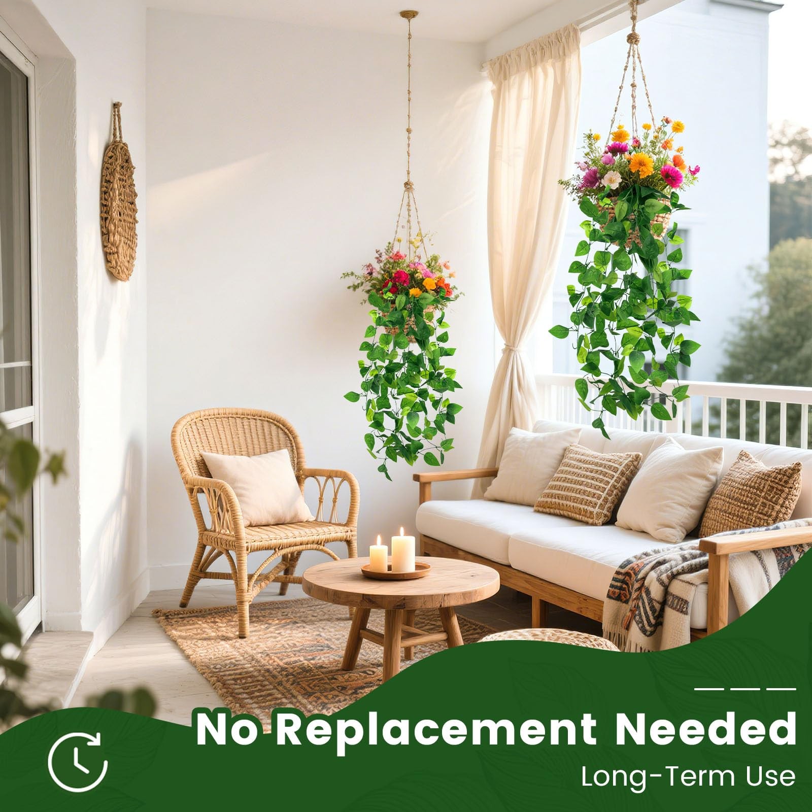 DomeStar 4PCS Fake Hanging Plants, Artificial Ivy Vines Faux Pothos Lifelike …