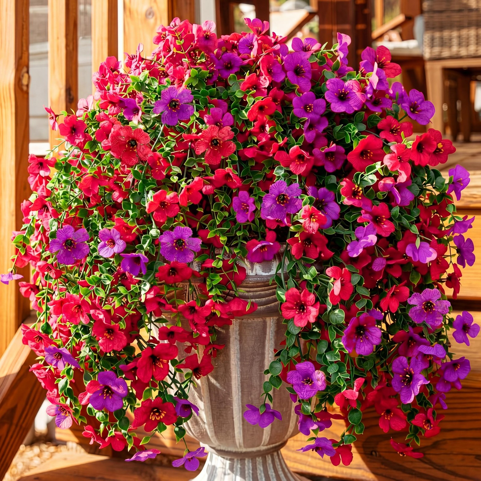 4 Pcs 30In Artificial Hanging Flowers for Outdoor Planter 156 Branches Traili…