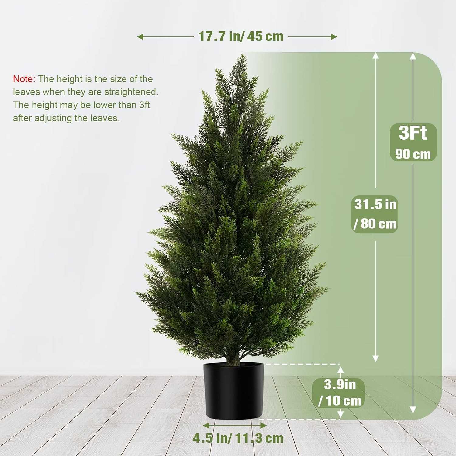 3FT Artificial Cypress Topiary Trees, Faux Greenery Bushes for Front Porch Decor