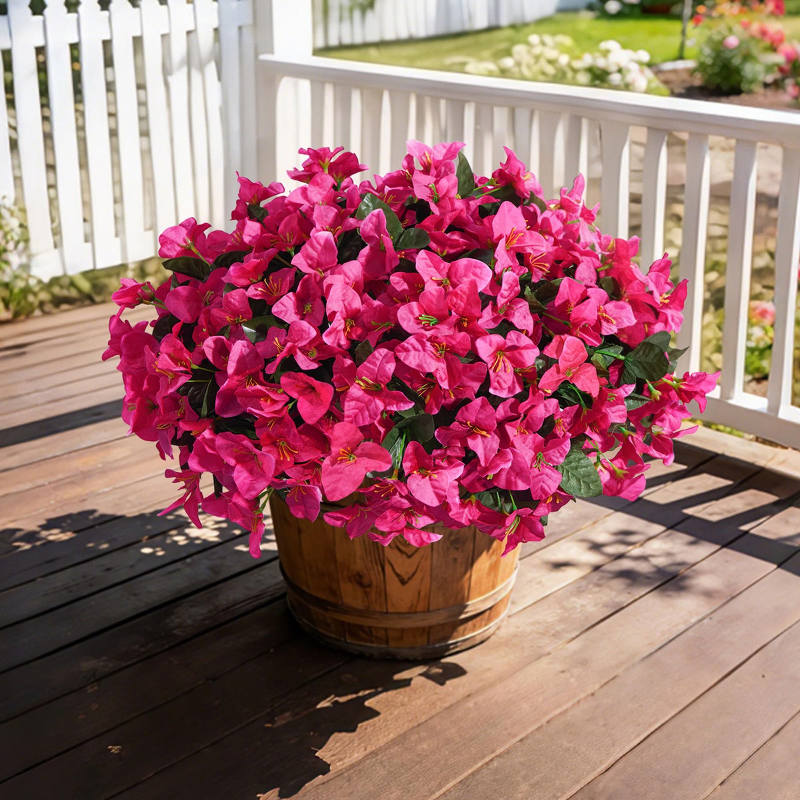 Faux Bougainvillea Artificial Flowers for Outdoors Summer Outside Decor, 4 Bu…
