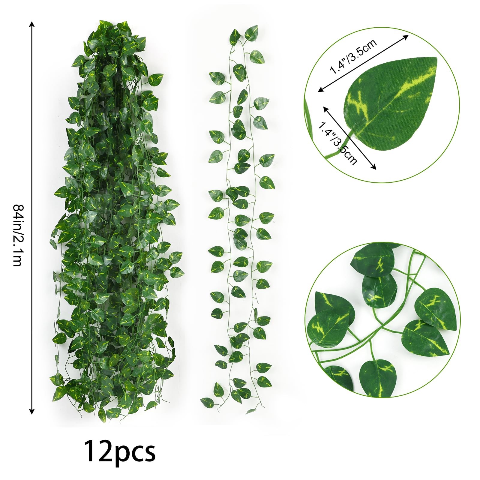 Fake Ivy Vines for Room Decor 12pcs Fake Ivy Greenery Garland Wall Decor (Pot…